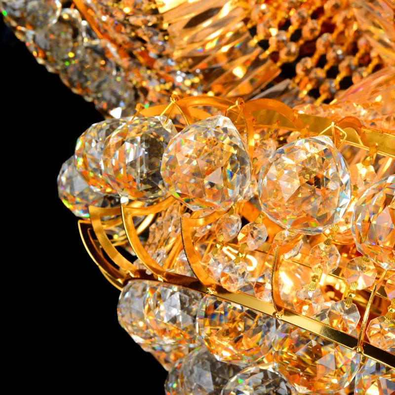 Afralia™ Golden Crystal Ceiling Chandelier for Elegant Hotel and Living Room Decor