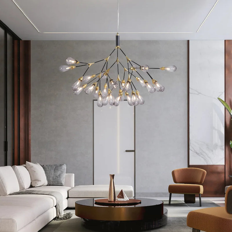 Afralia™ Copper Luxury LED Chandelier - Nordic Glass Fixture for Dining, Bedroom & Home