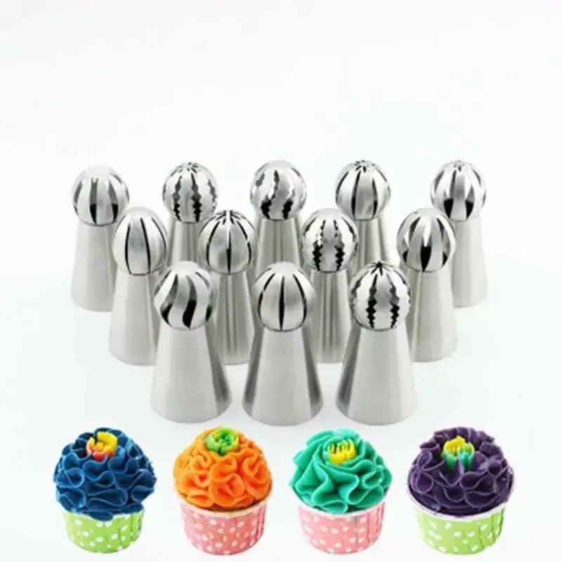 Afralia™ Cupcake Stainless Steel Piping Nozzles Pastry Tips Flower Decoration Tools