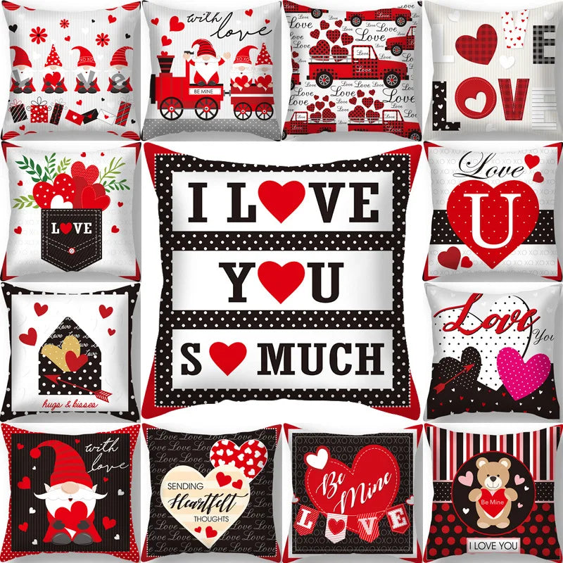 Afralia™ Nordic Love Cartoon Pillowcase 45x45cm Home Decor Throw Pillow Cover