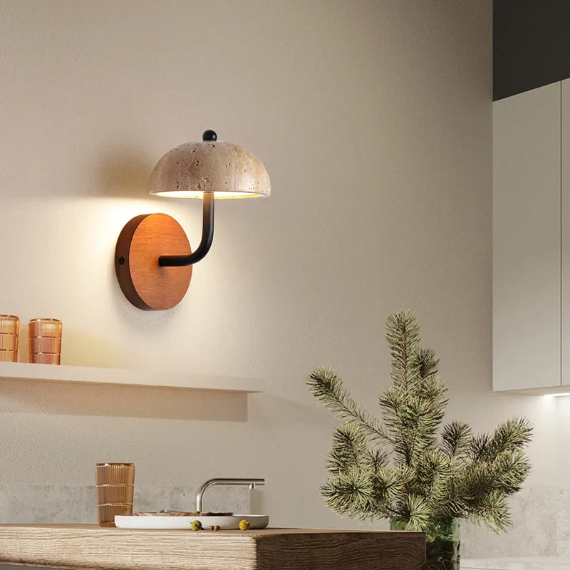 Afralia™ Mushroom Stone Art Wall Lamp LED Lights Vintage Retro Design