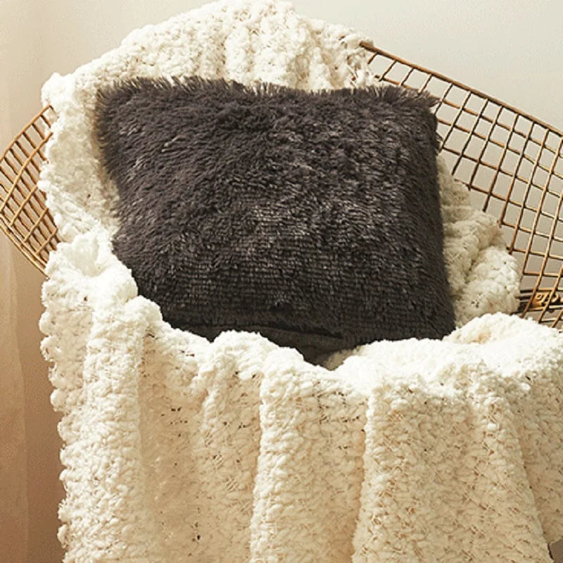 Afralia™ Soft Fur Throw Pillowcase 43x43cm - Soild Color Square Cushion Cover