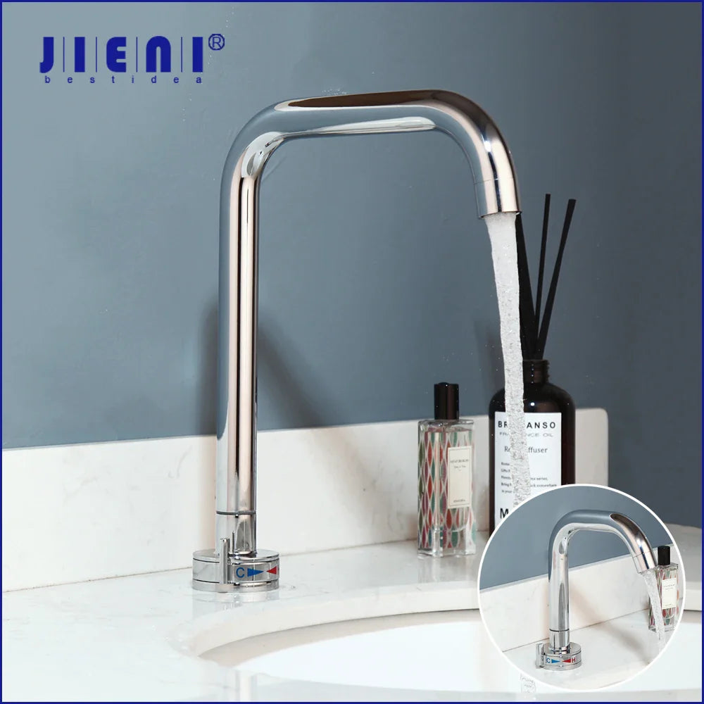Afralia™ Chrome Plated Basin Faucet with Stream Spout, Deck Mounted Stainless Steel Mixer