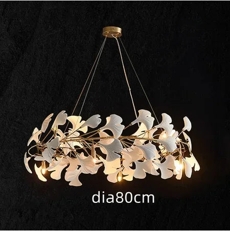 Afralia™ Ginkgo Chandelier Villa Duplex Pendant Light for Living Room & Hotel Lobby
