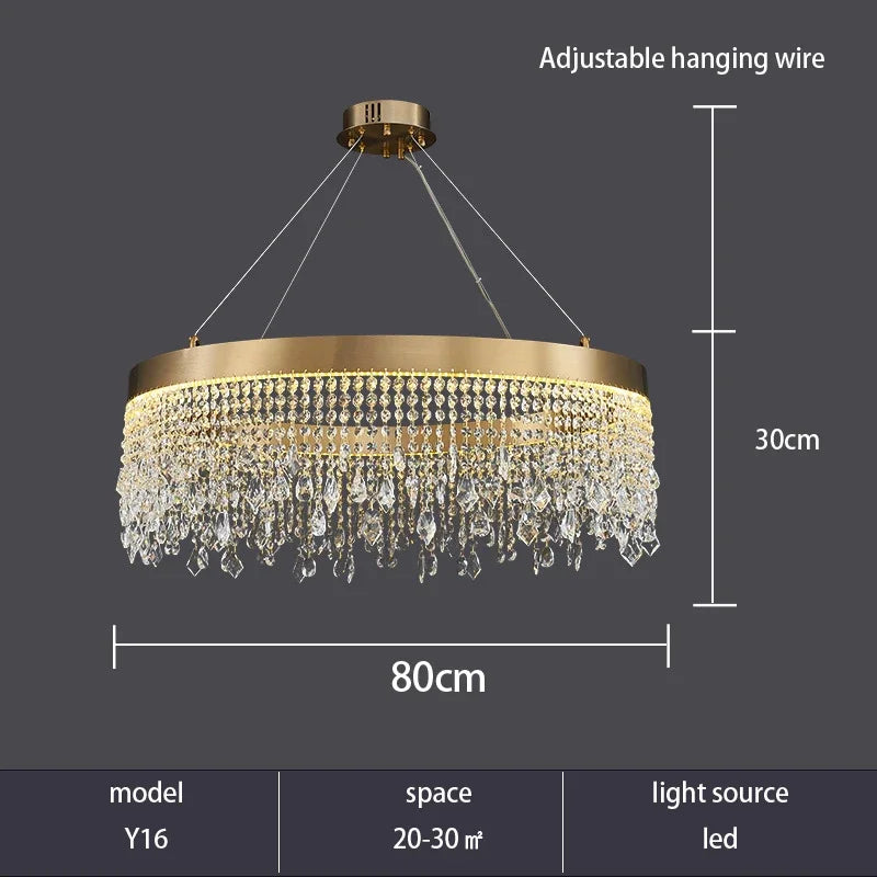 Afralia™ Crystal Chandelier: Luxury Gold LED Circle Ceiling Pendant Light