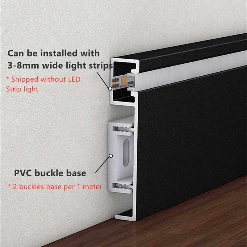 Afralia™ LED Aluminium Profile Baseboard 1M/2M Linear Light Bar for Surface Mounted Skirting