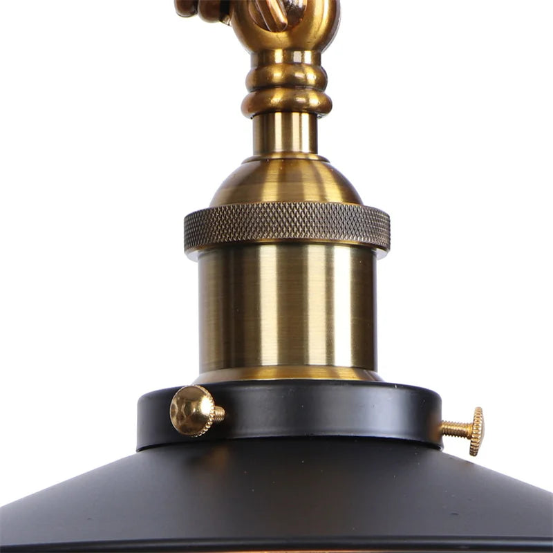 Afralia™ Black Iron LED Wall Light Fixture Industrial Vintage Adjustable Long Arm