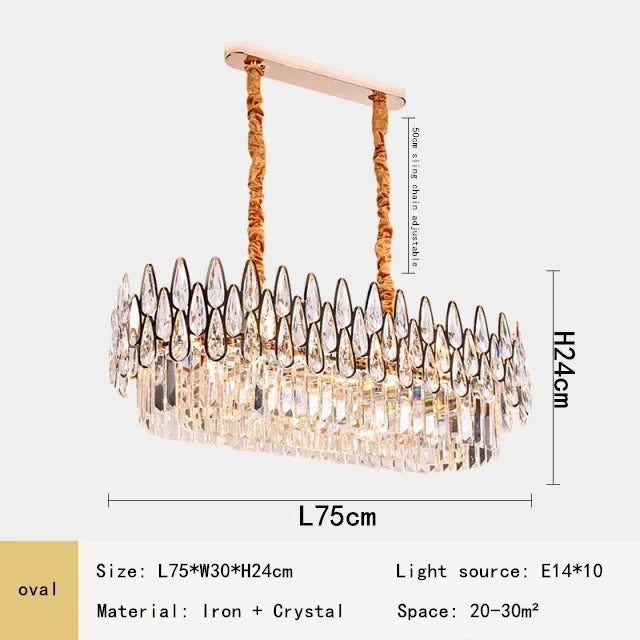 Afralia™ Water Drop Crystal Chandelier Wrought Iron Pendant Lamp Home Decor Lustre Hanglamp