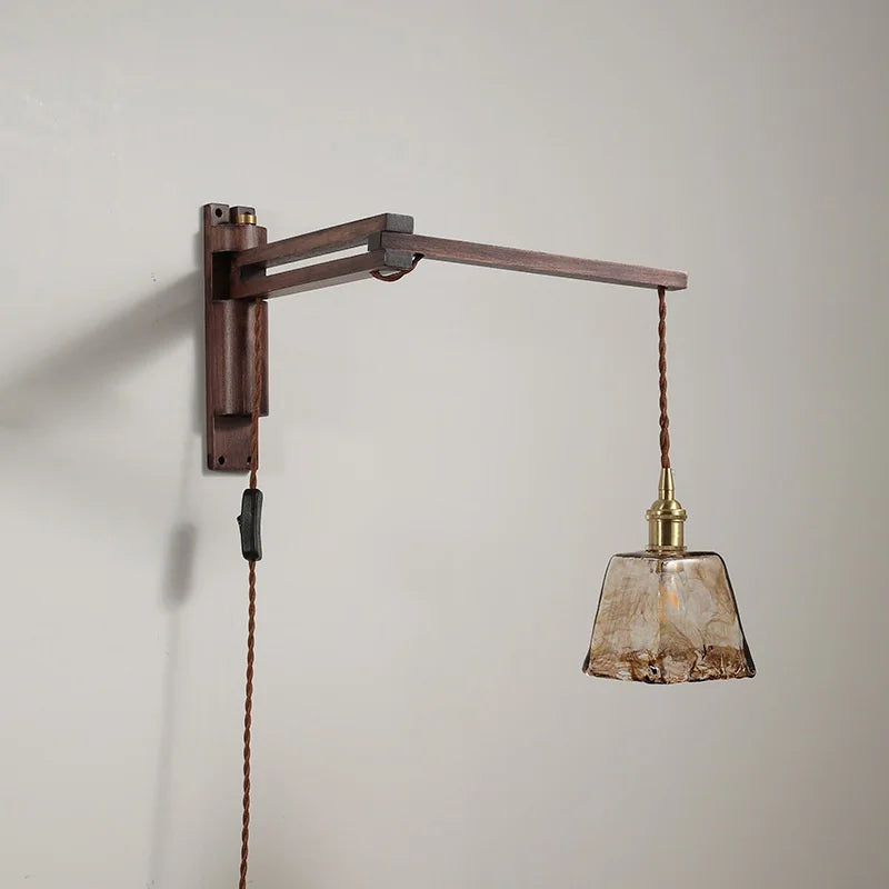 Afralia™ Modern LED Wall Lamp Wood Glass Nordic Bathroom Bedroom Living Room Light