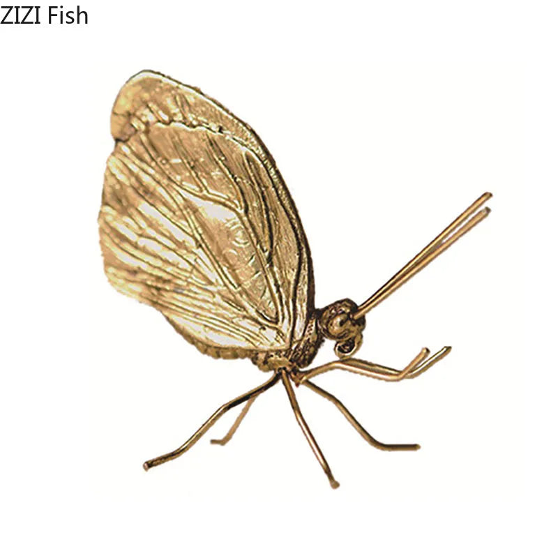 Afralia™ Golden Butterfly Ant Miniature Figurine Desk Ornament Artwork Decor