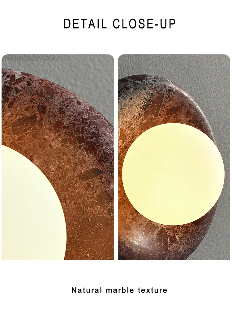 Afralia™ Round White Jade Stone Wall Sconce Lamps | Vintage Marble Wall Lights
