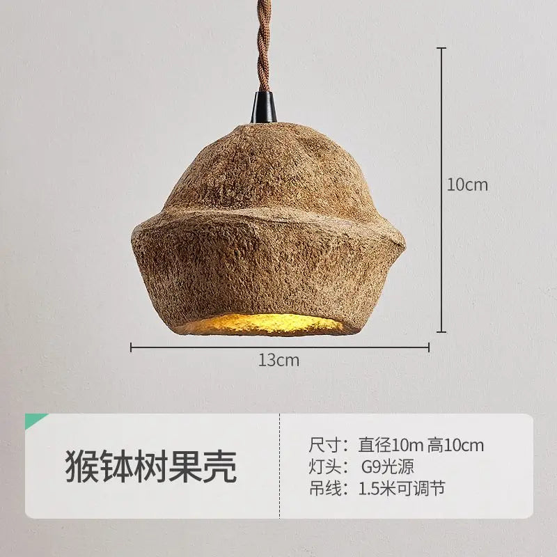 Afralia™ Fruit Shell Bedside Pendant Light, Retro Wabi Sabi Style for Homestay & Bar Counter