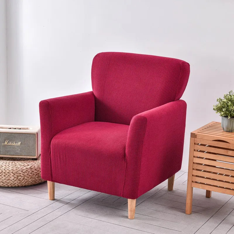 Afralia™ Stretch Fleece Sofa Cover: Solid Color Seat Slipcover for Single Round Sofas