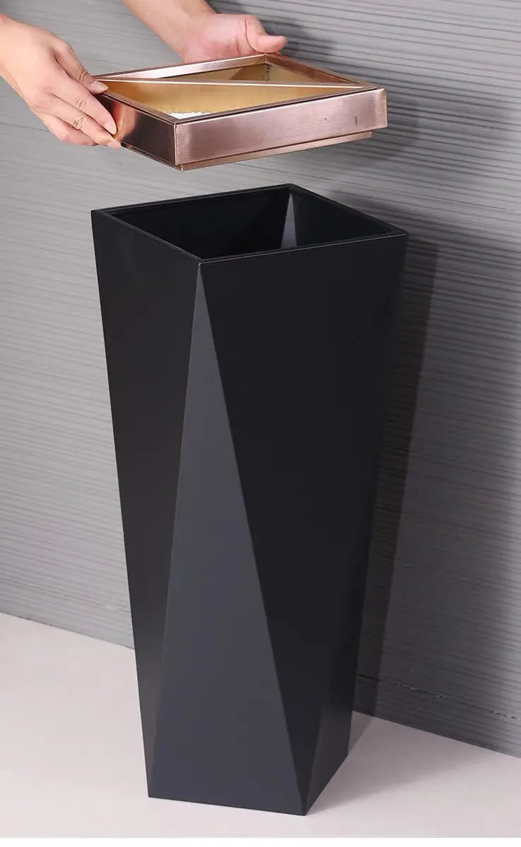 Afralia™ Stainless Steel Vertical Garbage Bin for Hotel Lobby, Elevator Corridor, Shopping Mall