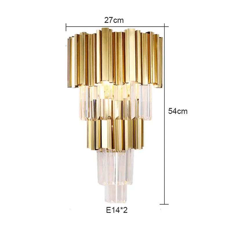 Afralia™ Gold Crystal Wall Lamp with LED Light for Home Lighting Fixtures