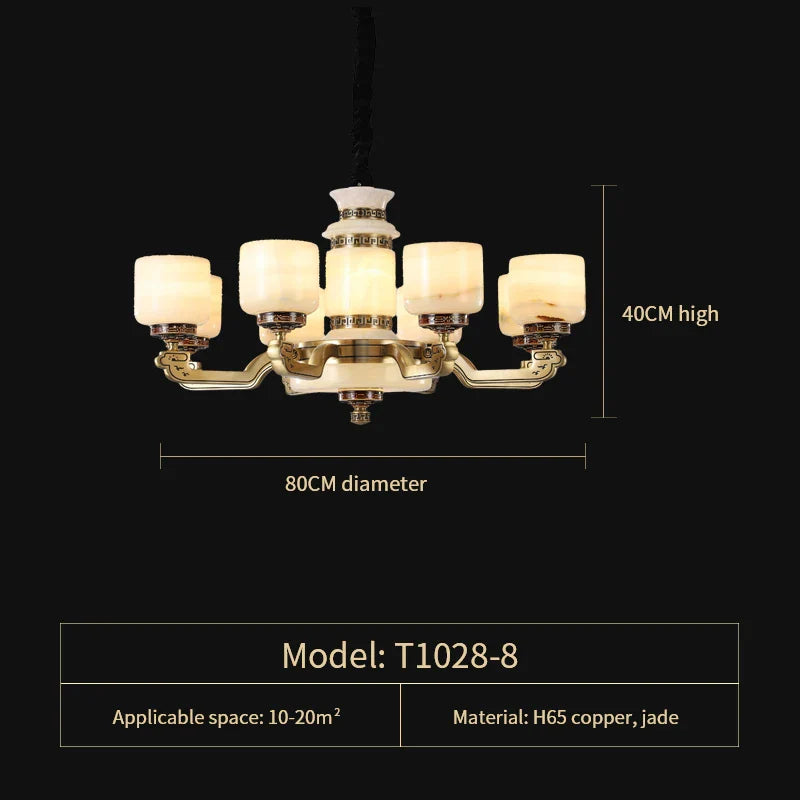Afralia™ New Chinese Style Chandelier Living Room Light Restaurant Modern Jade Villa Large Pendant Light