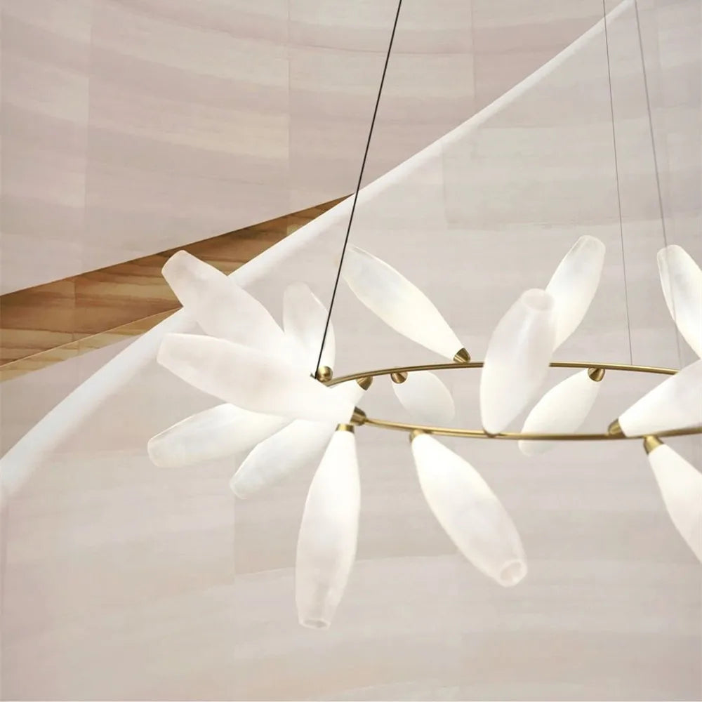 Afralia™ Oval Glass LED Chandelier for Staircase and Living Room