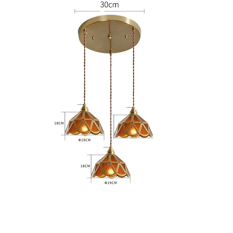 Vintage Pendant Lamp for Bedroom Bar Cafe Glass Copper LED Pendant Lights by Afralia™