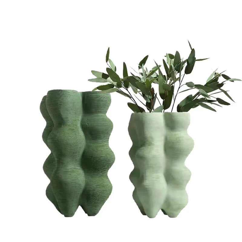 Afralia™ Geometric Resin Vase Sculpture Handmade Art Furnishings Home Decor Vase