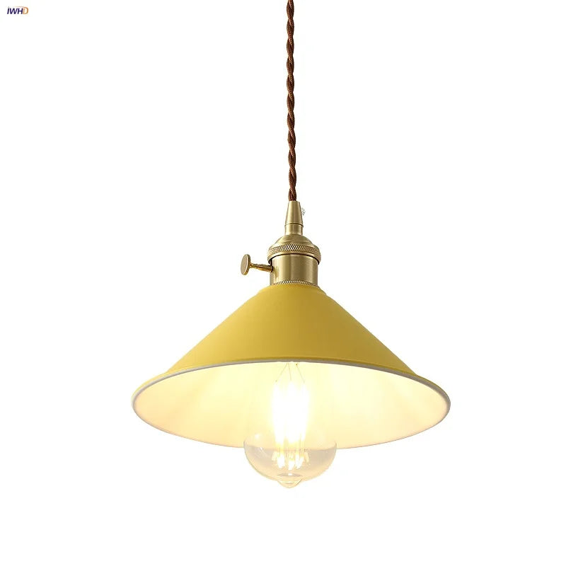 Afralia™ Copper Knob Iron LED Pendant Light - Adjustable Nordic Modern Hang Lamp