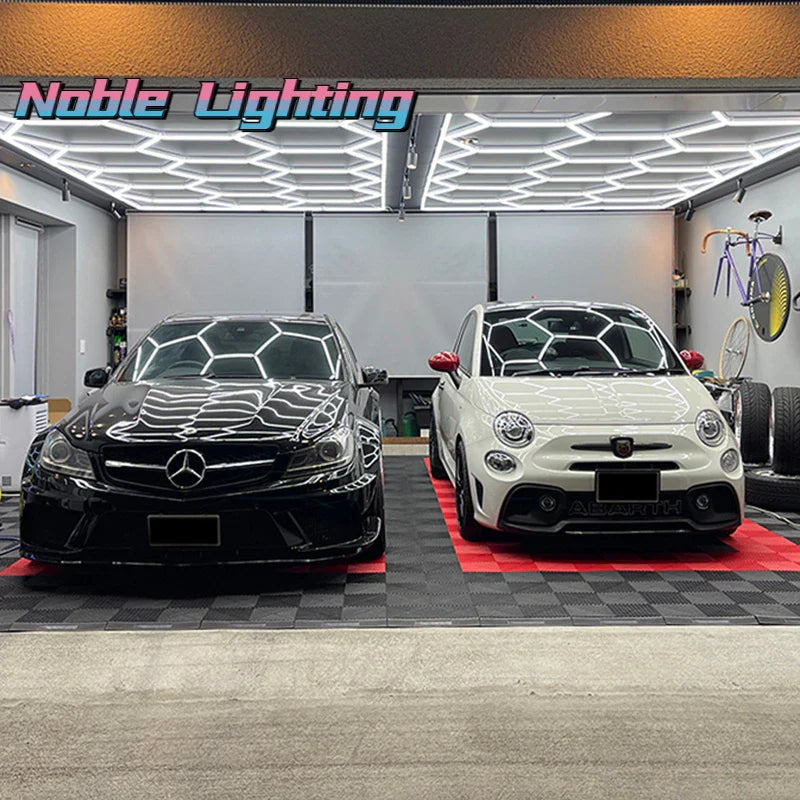 Afralia™ Geometric LED Lights for Exhibition Car Detailing Garage Workshop - Polygonal Snowflake Theme