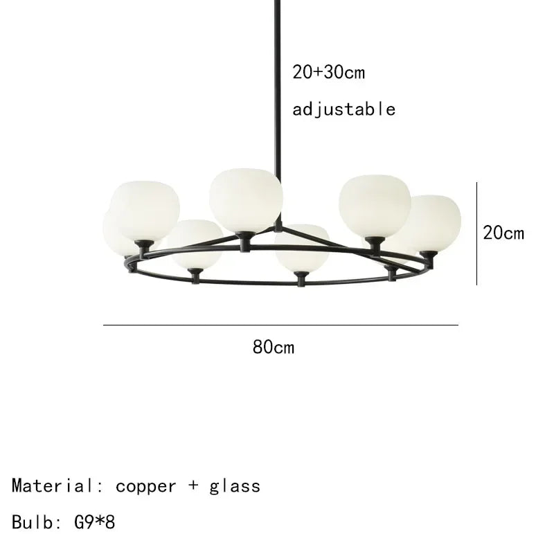 Afralia™ Modern Glass Ball LED Pendant Lights for Living Room Dining Room Kitchen Chandelier