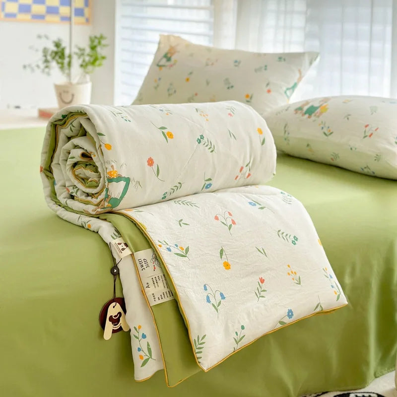 Afralia™ Cartoon Summer Blanket, Pure Cotton Soybean Fiber, Student Single Double Bed