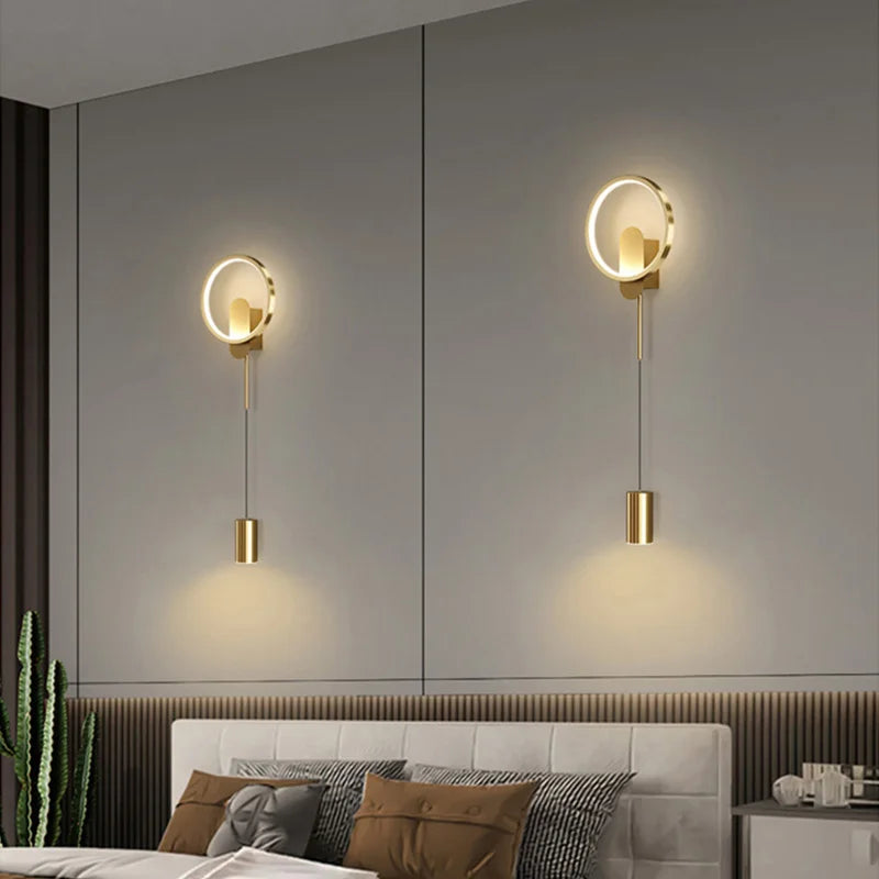 Afralia™ Gold LED Wall Light 24W Modern Nordic Wall Lamp for Home Decor