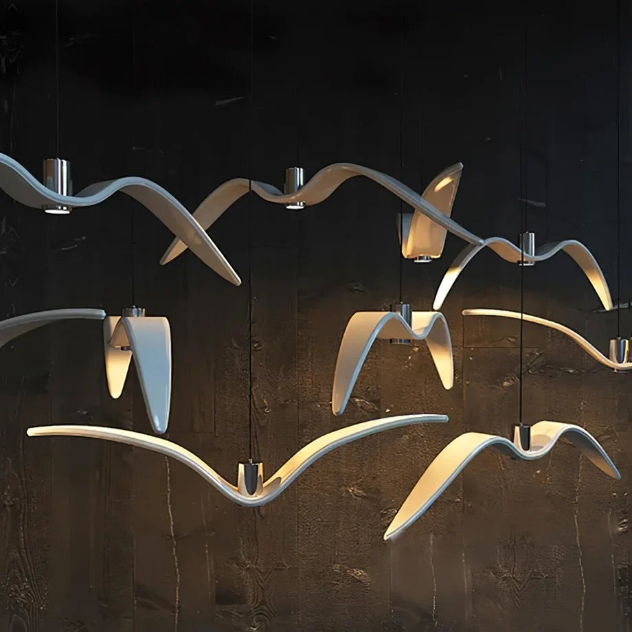 Afralia™ Seagull Resin LED Chandelier for Living Dining Room - Suspension Ceiling Light