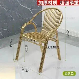 Afralia™ Stainless Steel Hollow Backrest Chair for Outdoor, Balcony, Dining - Single