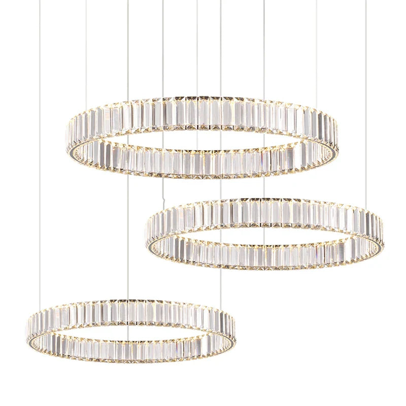 Afralia™ Luxury Crystal Chandeliers: Dimmable LED Steel Lighting for Villa Staircase & Foyer