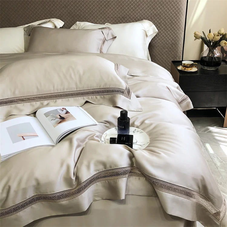 Afralia™ Luxury 1000TC Egyptian Cotton Bedding Set with Hollow Lace and Broad Side