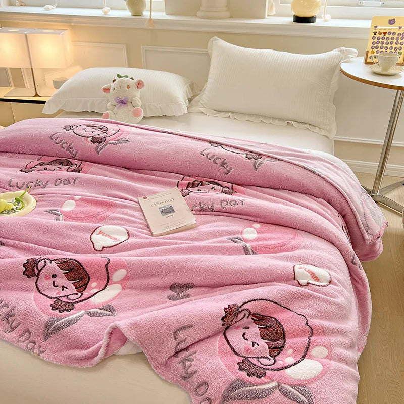 Afralia™ Colorful Flower Patterns Velvet Blanket for Student Bed – Light & Cozy Blanket