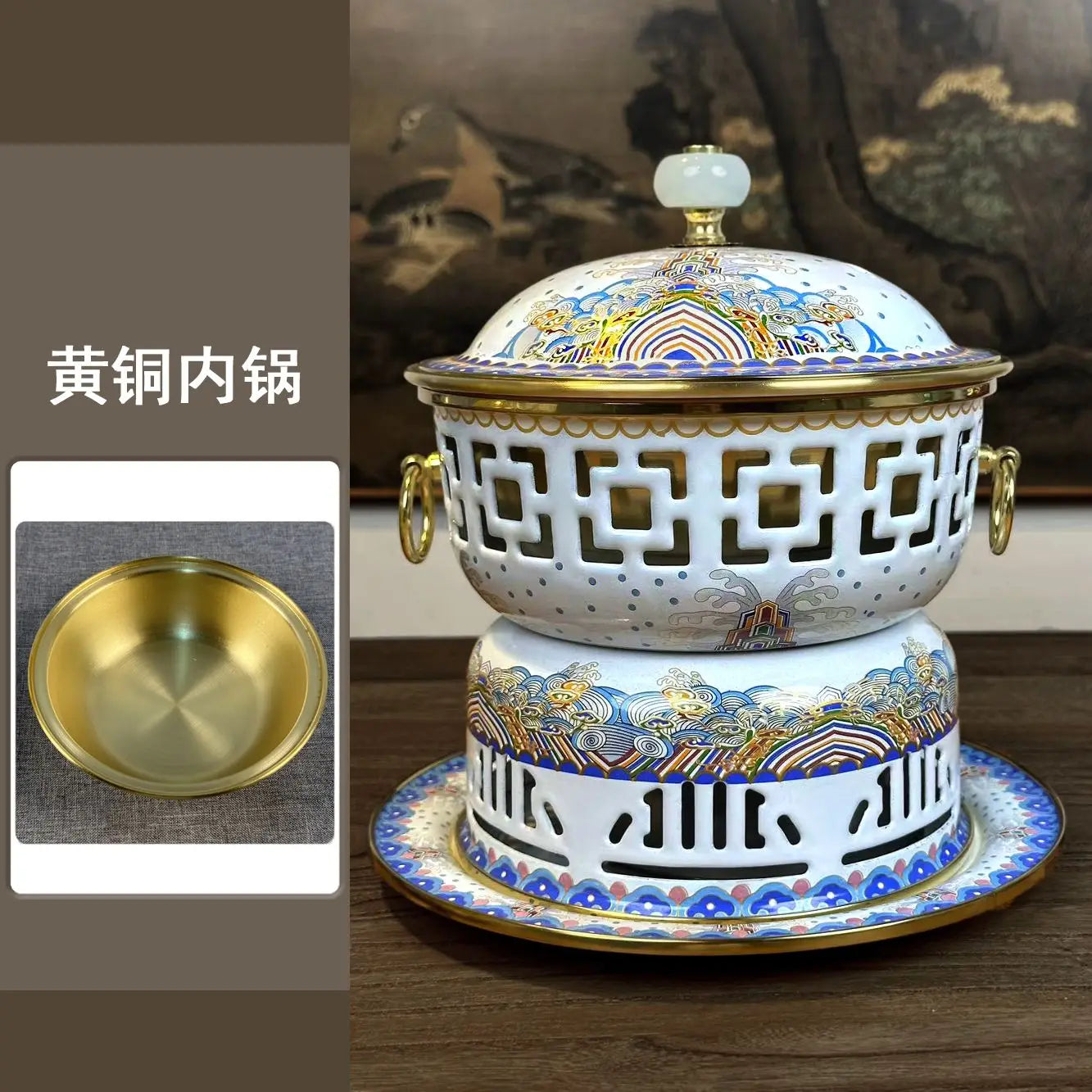 Afralia™ Copper Shabu Hot Pot Stockpot for Family Gathering and Picnic