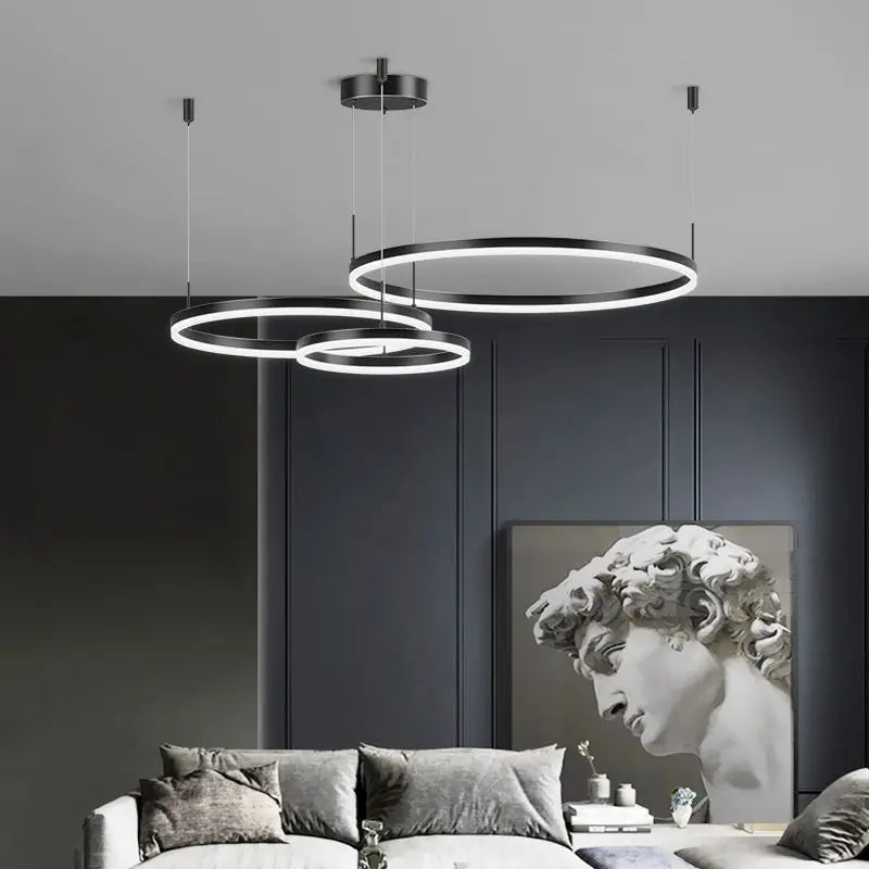Afralia™ Round Ring LED Pendant Lamp Dimmable: Modern Black Gold Brown Luminaire