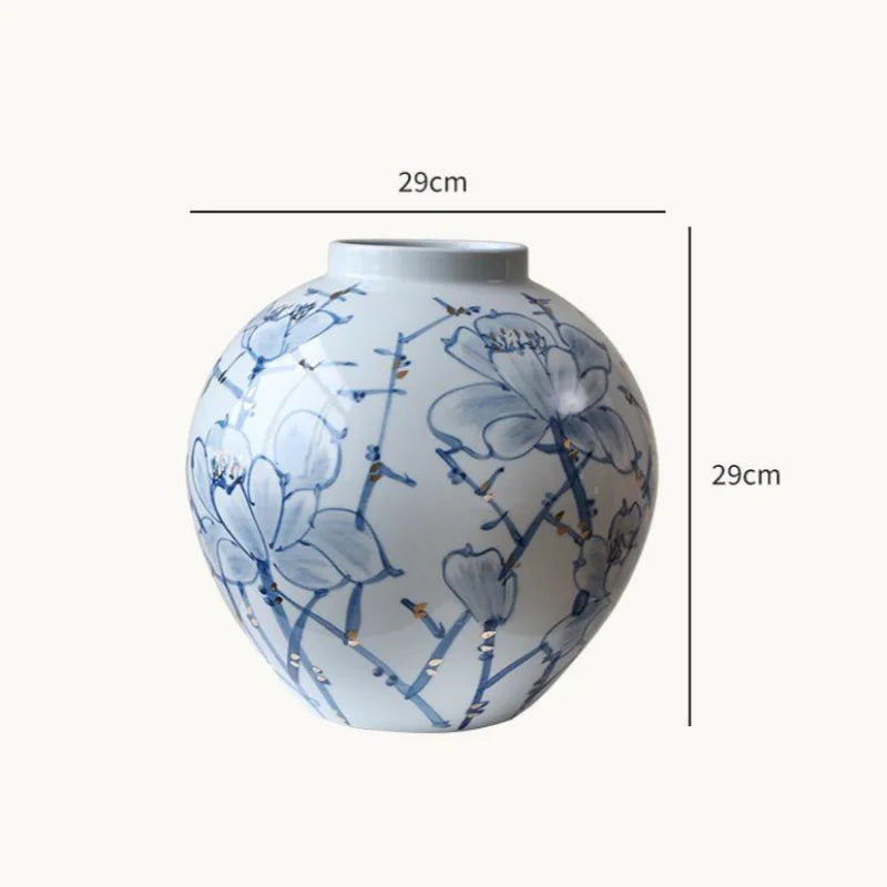 Afralia™ Blue and White Porcelain Ceramic Vase for Stylish Home Decor