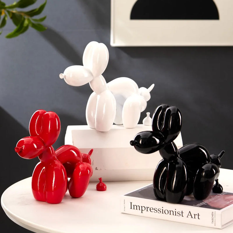 Afralia™ Dog Balloon Poop Resin Sculpture Funny Pop Art Statue Home Decor