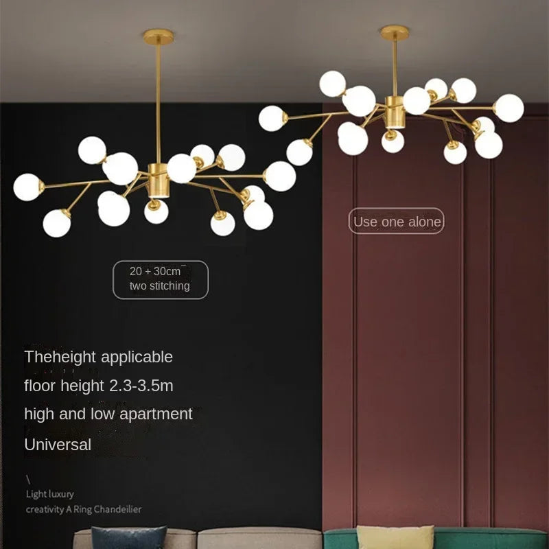 Afralia™ Glass Ball Ceiling Chandelier for Bedroom Dining Living Room Lighting