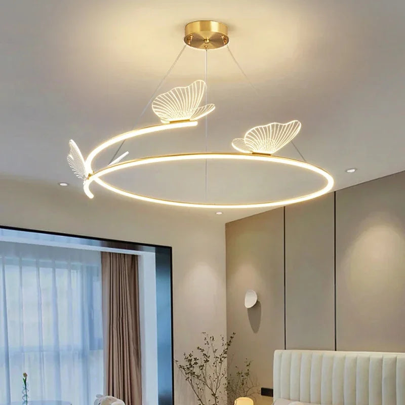 Afralia™ Butterfly Design Ceiling Chandelier: Modern Minimalist Pendant Lamp for Home Decor