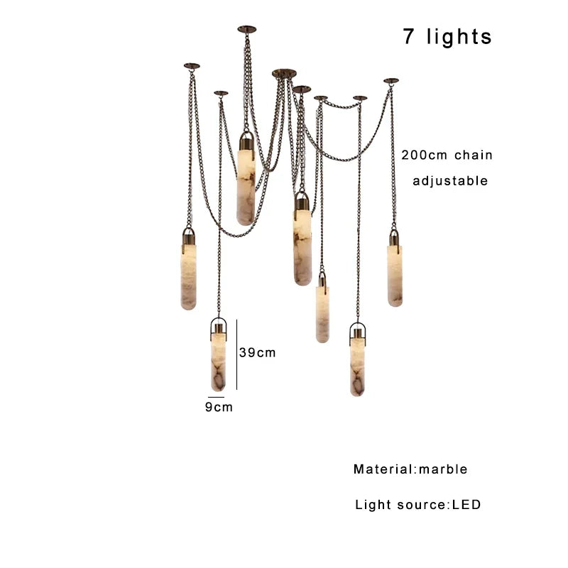 Afralia™ High Ceiling Alabaster Chandelier with Marble Luxury Design