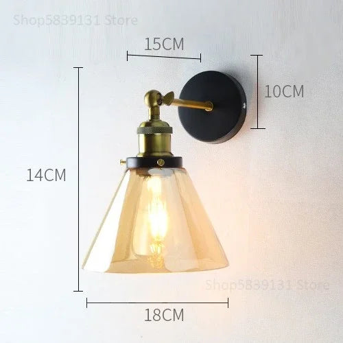 Afralia™ Vintage Metal Glass LED Wall Lamps Retro Industrial Living Room Bedroom Light Fixtures