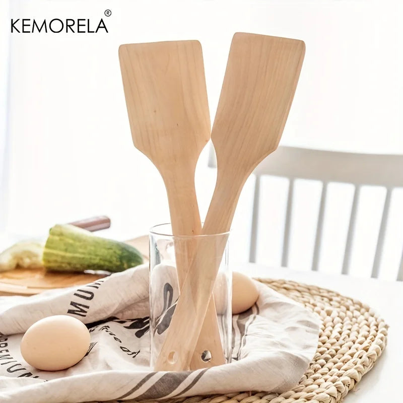 Afralia™ Natural Wooden Spatula Set - Nonstick Cooking Utensils for Frying, Mixing, and Stir-Frying