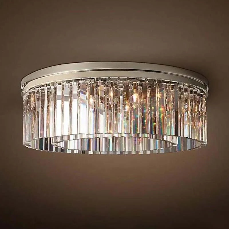 Afralia™ Crystal Prism Chrome Ceiling Light - Modern Vintage Recessed Mount Lamp