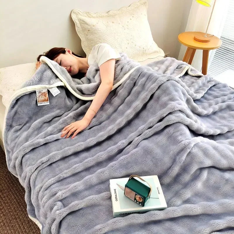 Afralia™ Bubble Velvet Blanket: Soft Cozy Flannel Sofa Cover, Single/Double, Office Nap & Air Conditioning