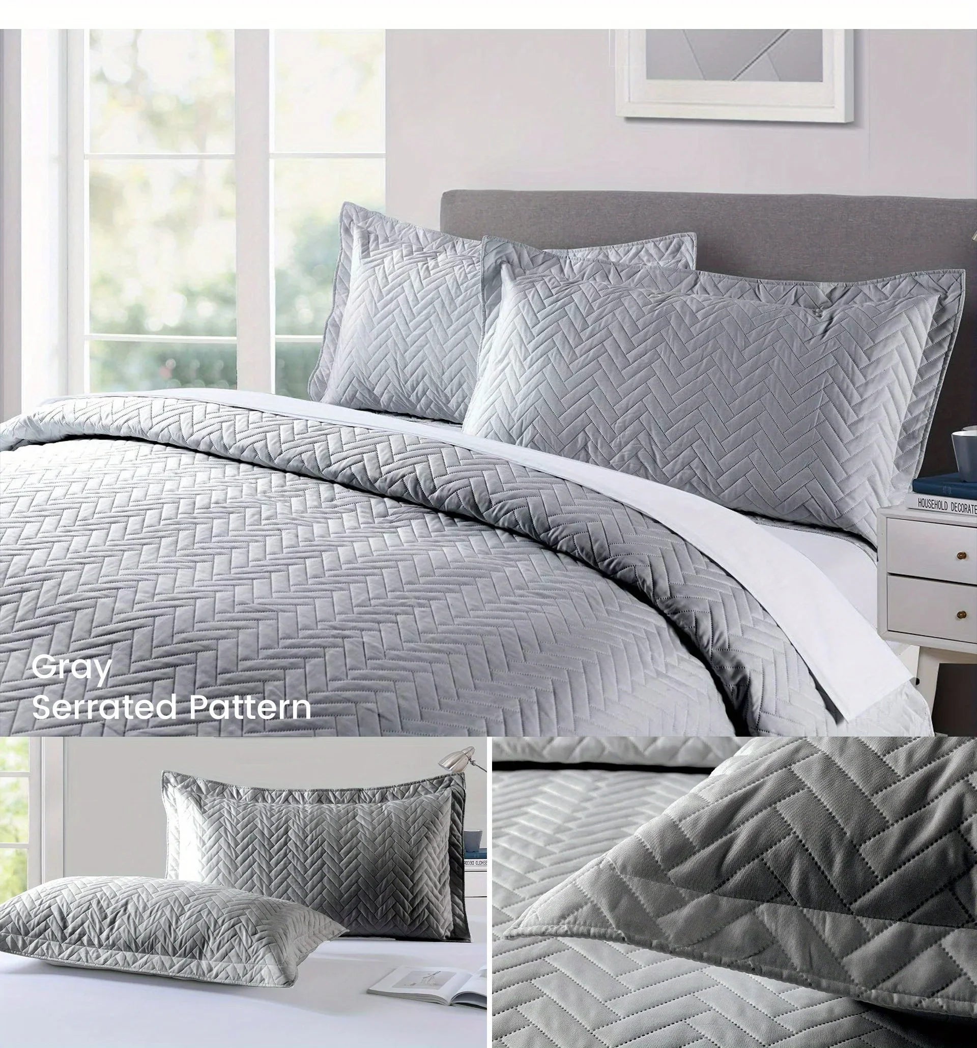 Afralia™ Coin Pattern Quilt Bedding Set with Pillow Shams