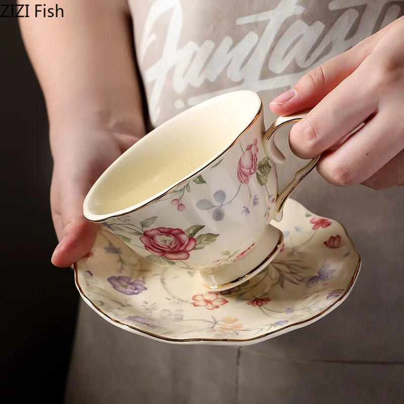 Afralia™ Rose Texture Ceramic Cup & Saucer Set