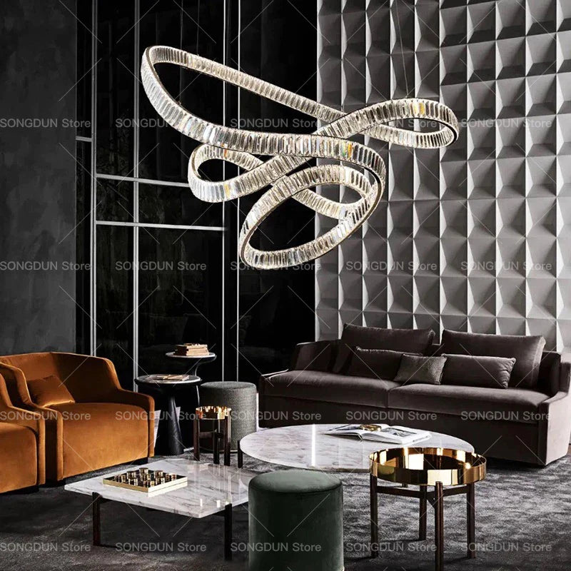 Afralia™ Crystal Chandelier Luxury Designer Light for Elegant Living Spaces