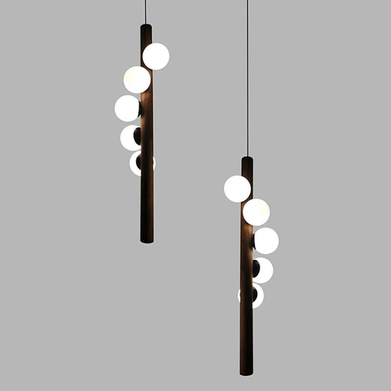 Afralia™ Burly Wood Walnut Glass Pendant Light for Living Room Bar Foyer