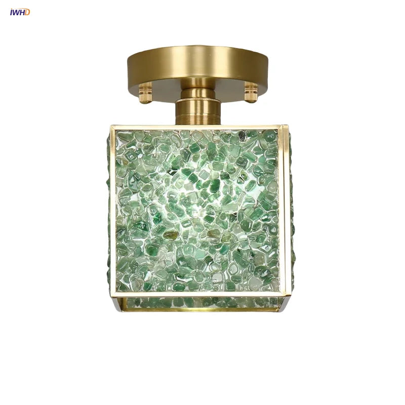 Afralia™ Crystal Glass LED Ceiling Light Copper Canopy Nordic Modern Design