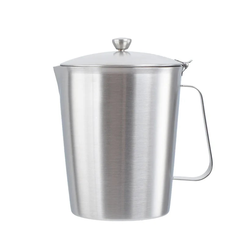 Afralia™ Stainless Steel Milk Frothing Pitcher Jug with Lid and Measurment